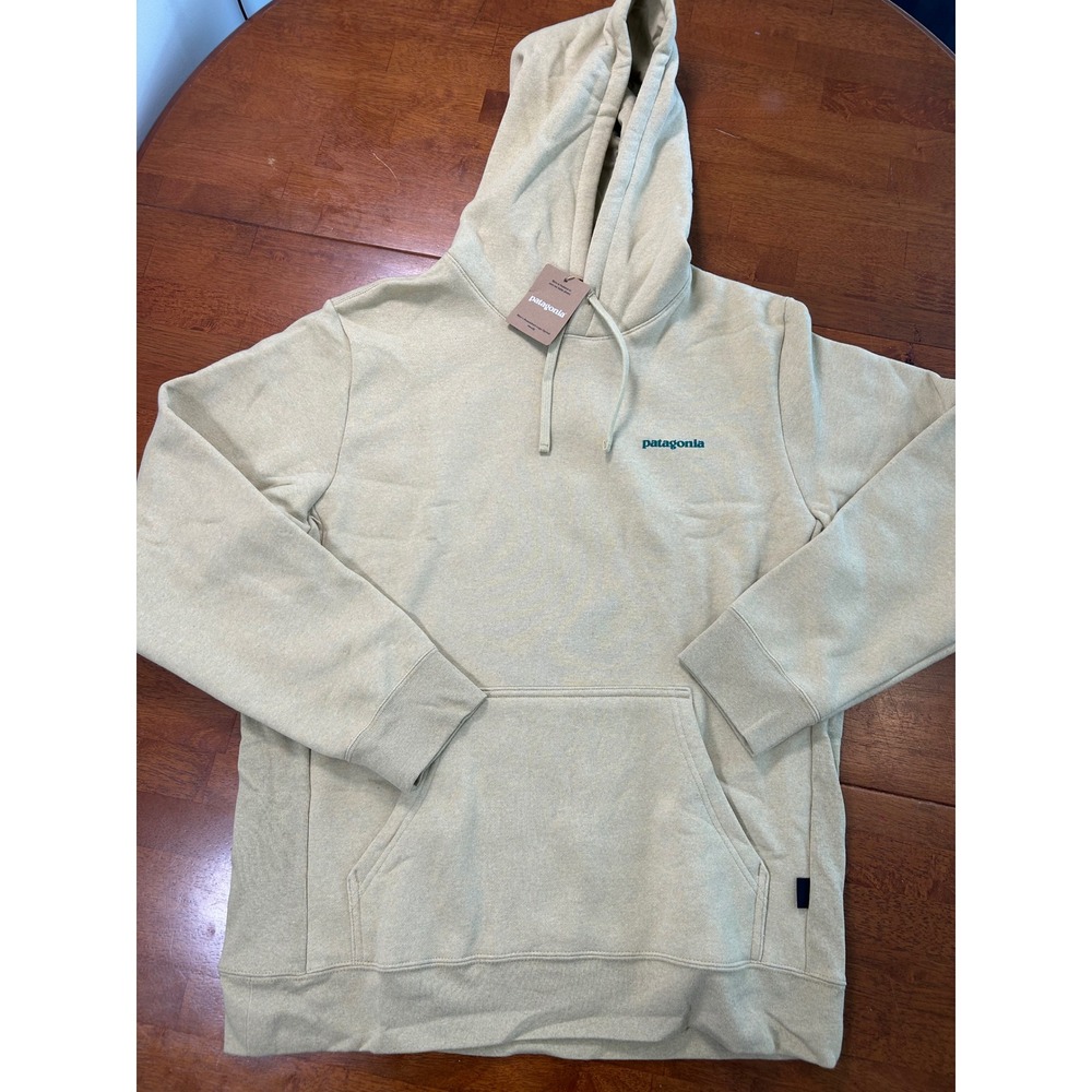 New Patagonia Boardshort Logo Uprisal Hoody Mens Large Limestone Yellow Pullover